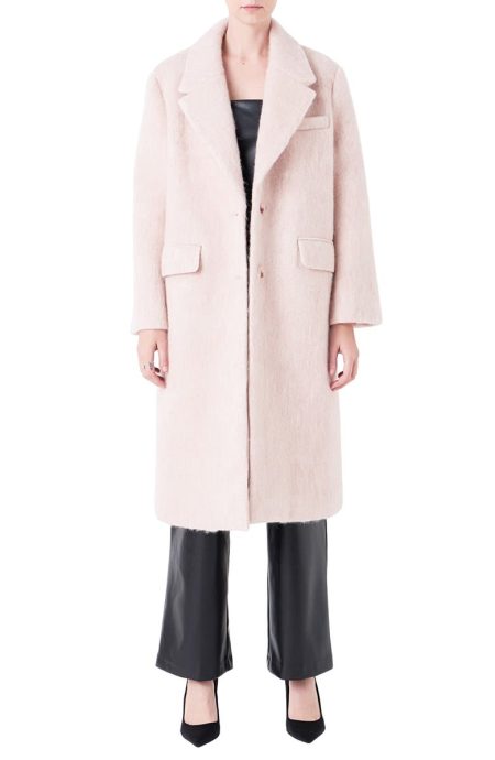 Grey Lab Oversize Longline Heather Blush Wool Blend Coat