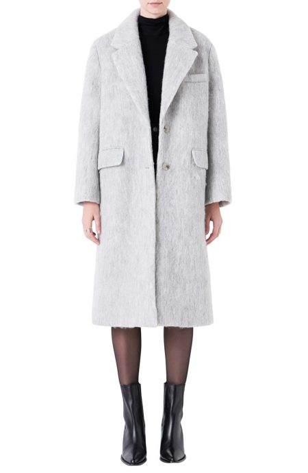 Grey Lab Oversize Longline Heather Grey Wool Blend Coat