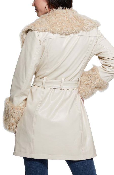Guess Faux Leather & Faux Fur Coat.