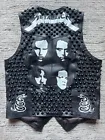 Handpainted Metallica Punk Biker Leather Vest.