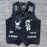 Handpainted Metallica Punk Biker Leather Vest