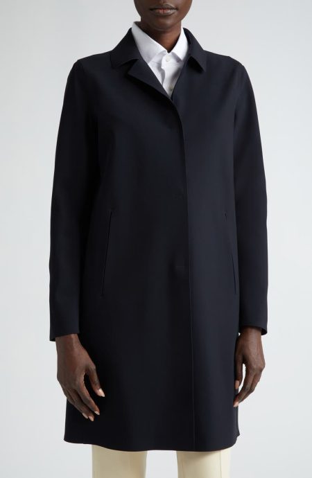 Herno Pef Snap Front Scuba Black Coat