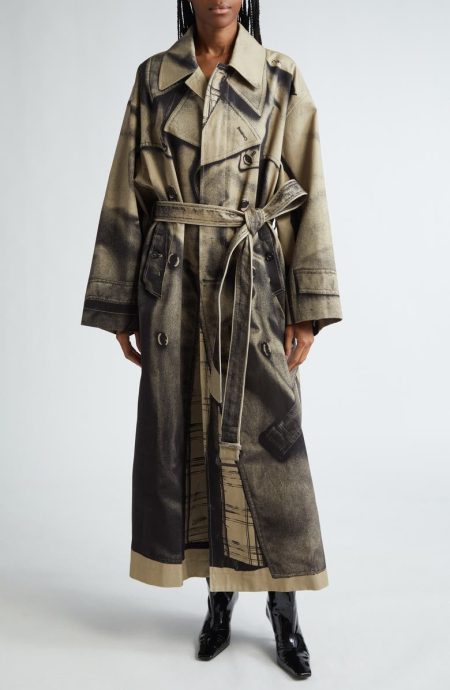 Jean Paul Gaultier The Trompe L'oeil Sand And Black Cotton Trench Coat
