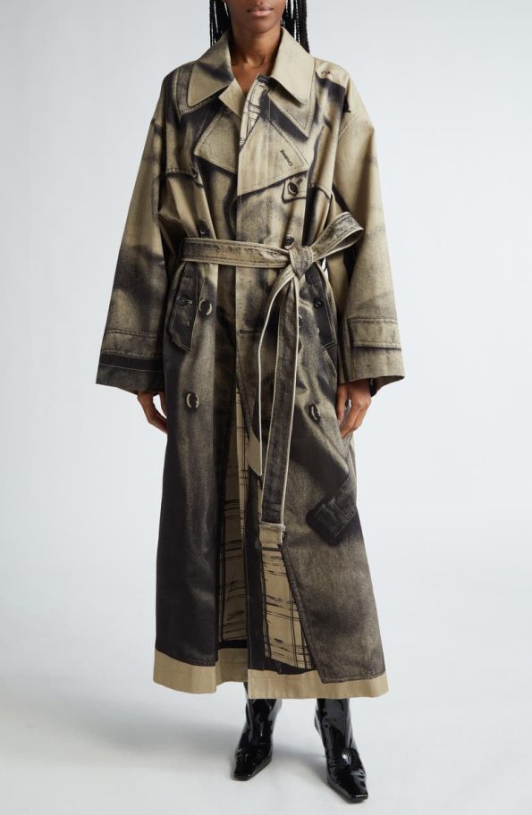 Jean Paul Gaultier The Trompe L'oeil Sand And Black Cotton Trench Coat
