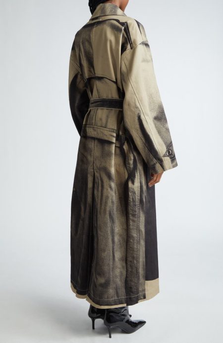 Jean Paul Gaultier The Trompe L'oeil Sand And Black Cotton Trench Coat.