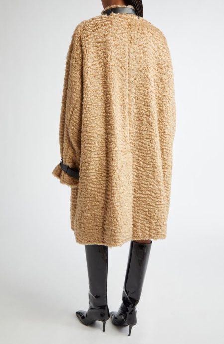 Jil Sander Belt Trim Faux Shearling Coat.