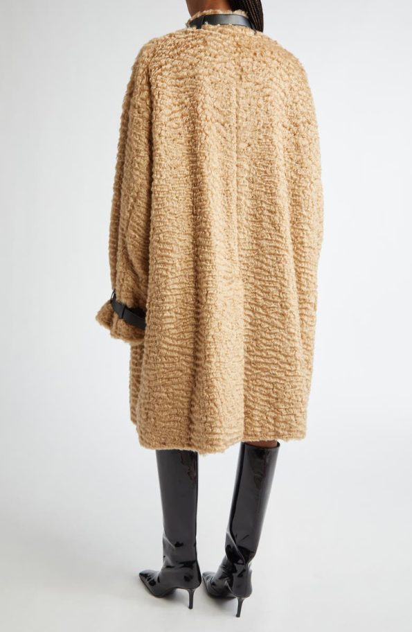 Jil Sander Belt Trim Faux Shearling Coat.