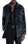 John Varvatos Templeton Animal Print Navy Blue Faux Fur Topcoat