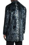 John Varvatos Templeton Animal Print Navy Blue Faux Fur Topcoat