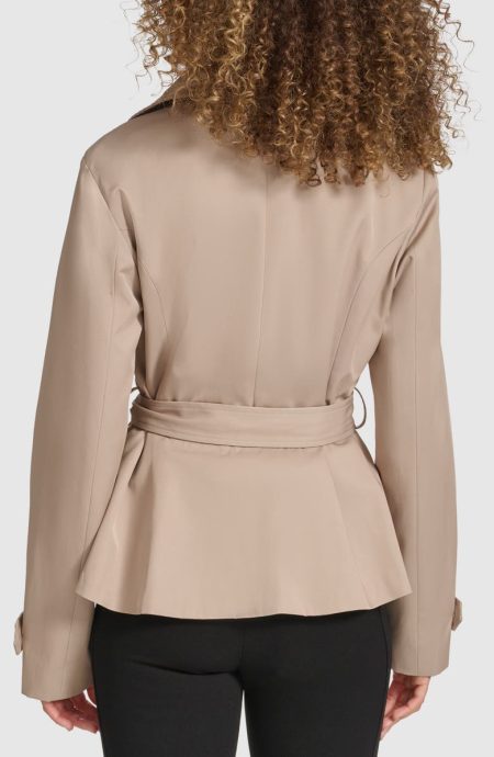 Karl Lagerfeld Paris Khaki Double Breasted Peplum Jacket