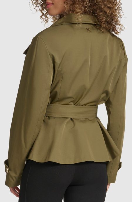 Karl Lagerfeld Paris Olive Double Breasted Peplum Jacket