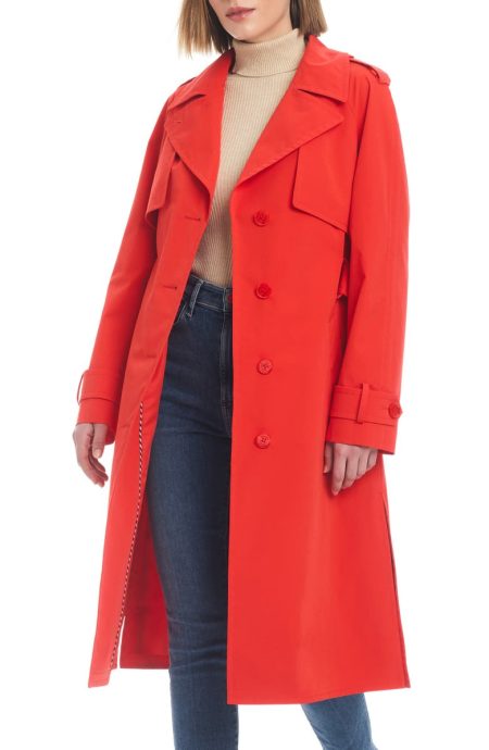 Kate Spade New York Red Water Resistant Trench Coat