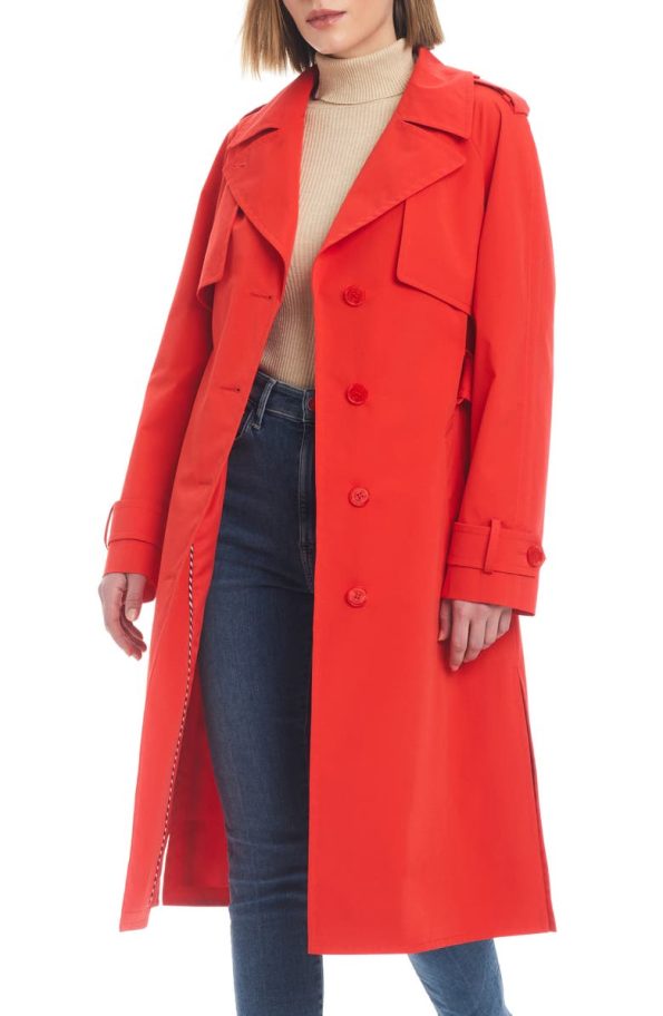 Kate Spade New York Red Water Resistant Trench Coat
