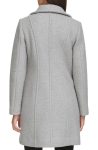 Kenneth Cole Grey Asymmetric Zip Convertible Collar Bouclé Coat