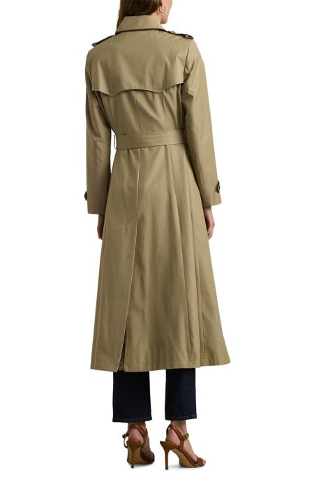 Lauren Ralph Birch Tan Double Breasted Belted Water Repellent Coat
