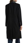 Lauren Ralph Lauren Black Faux Leather Trim Double Breasted Wool Blend Reefer Coat