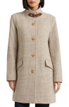 Lauren Ralph Lauren Cream Tab Front Wool Blend Coat