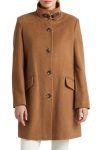 Lauren Ralph Lauren New Vicuna Brown Tab Front Wool Blend Coat