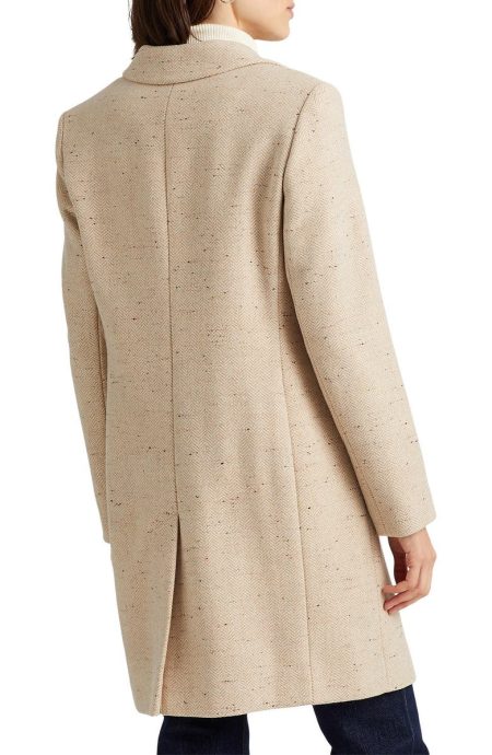 Lauren Ralph Lauren Reefer Cream Wool Blend Coat.