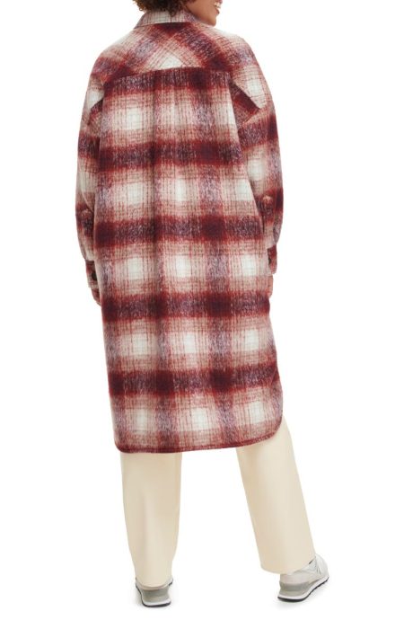 Levi's Burgundy Plaid Longline Coat