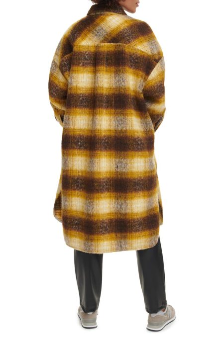 Levi's Yellow Plaid Wool Longline Coat.