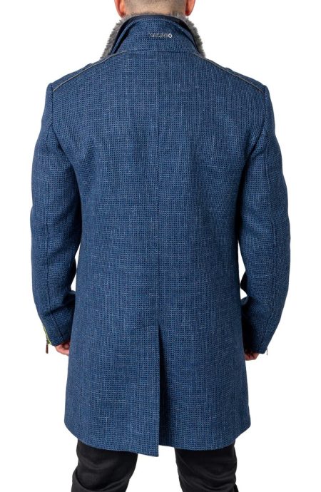 Maceoo Blue Captain Wool Overcoat.