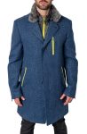 Maceoo Blue Captain Wool Overcoat