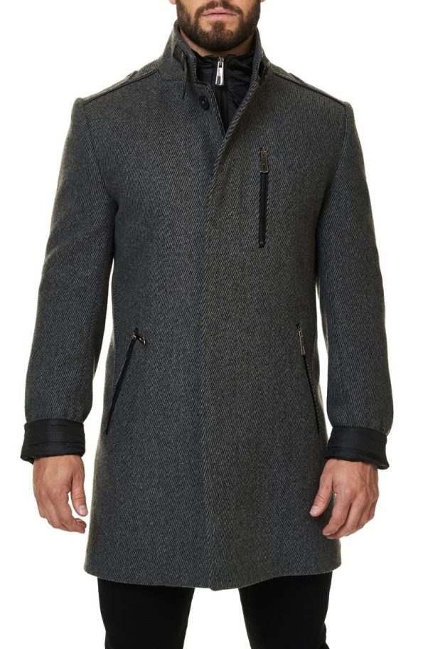 Maceoo Grey Captain Wool Blend Coat