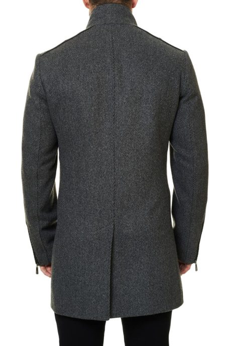 Maceoo Grey Captain Wool Blend Coat.