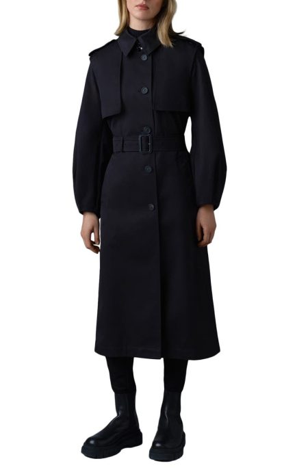 Mackage Black Alia Water Repellent Trench Coat