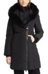 Mackage Black Kay Water Resistant Down Coat With Genuine Shearling Trim