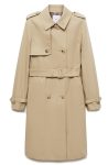 Mango Classic Beige Double Breasted Water Repellent Cotton Trench Coat