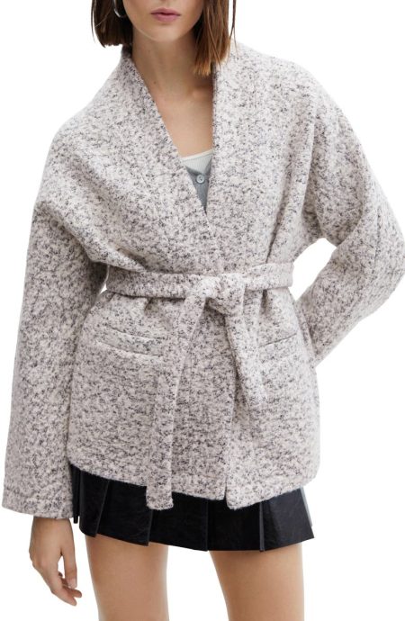 Mango Grey Tie Waist Coat
