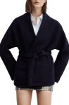 Mango Navy Blue Tie Waist Coat