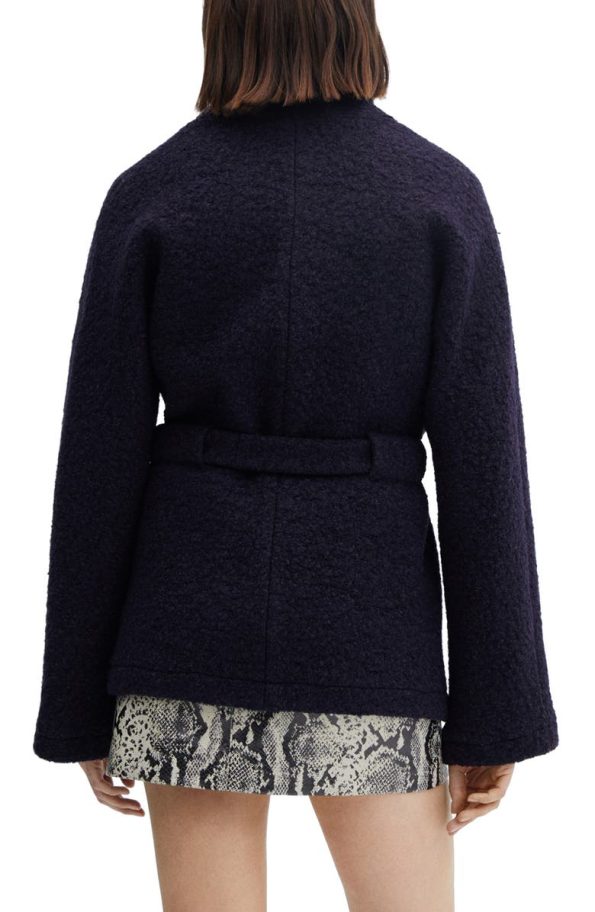 Mango Navy Blue Tie Waist Coat.