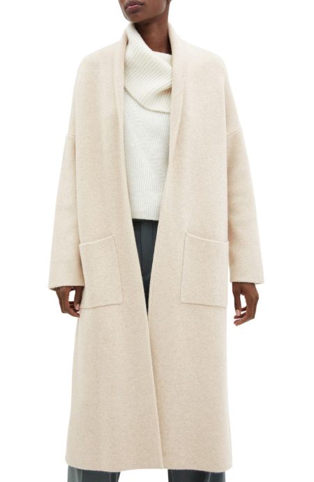 Mango Pastel Grey Open Front Sweater Coat