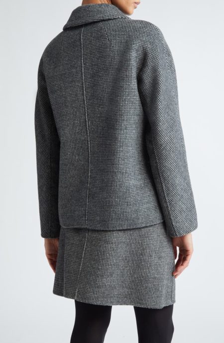Max Mara Sorriso Check Wool Blend Short Coat
