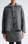 Max Mara Sorriso Grey Check Wool Blend Short Coat