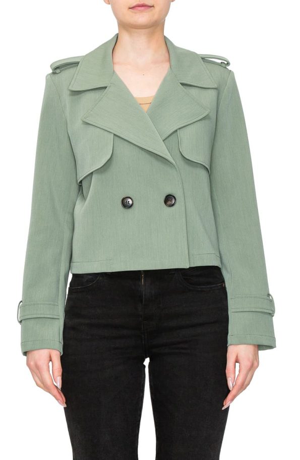 Melloday Spring Olive Crop Trench Blazer