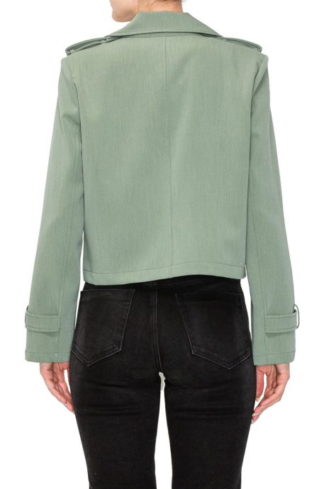 Melloday Spring Olive Crop Trench Blazer.