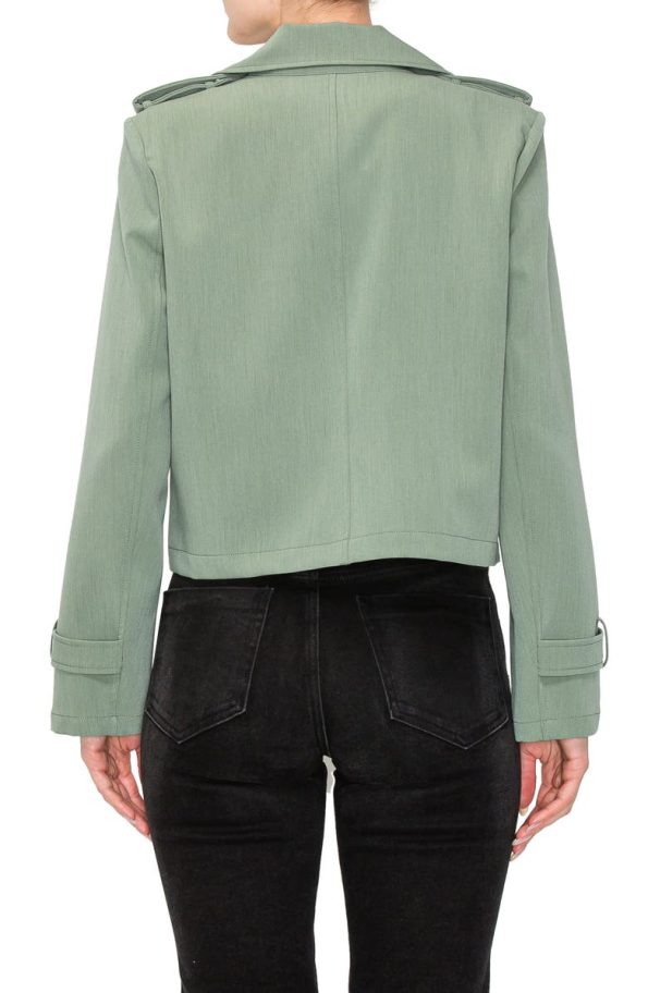 Melloday Spring Olive Crop Trench Blazer.