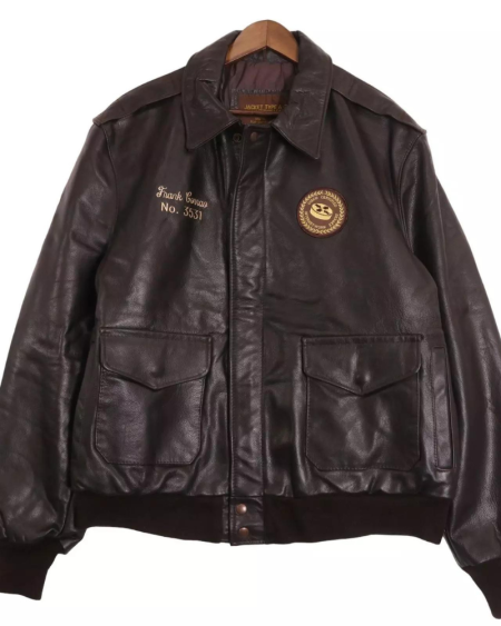 Men's A-2 Brown Sheep Skin Leather Flight Jacket
