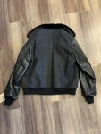 Men’s B-15 Style Wool Jacket, Leather Sleeves And Sheepskin