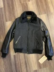 Men's B-15 Style Wool Jacket, Leather Sleeves And Sheepskin
