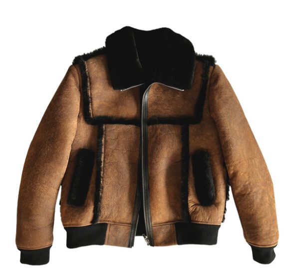 Men's B-7 Brown Sheepskin Bomber Jacket