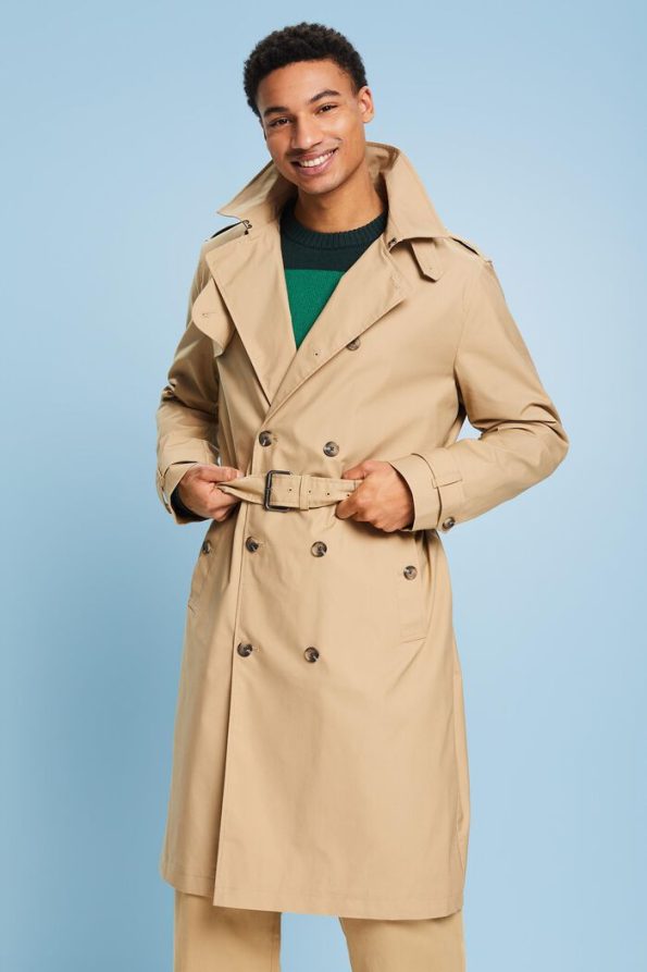 Men's Beige Belted Trench Coat