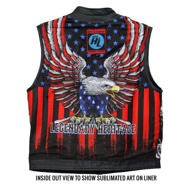 Men's Black 'patriotic' Conceal And Carry Hot Leather Vest.