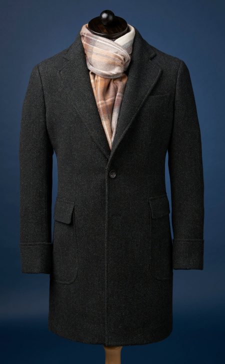 Men's Green Herringbone Wool Cashmere Overcoat