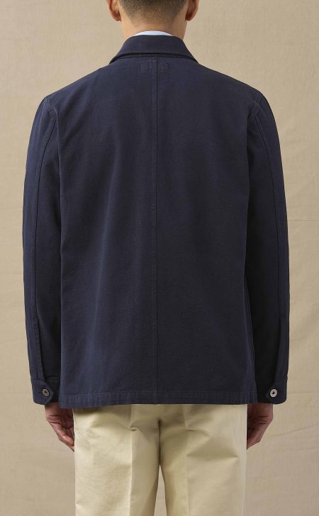 Men's Navy Blue Heavy Canvas Chore Coat.