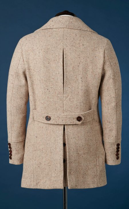 Men’s Oatmeal Donegal Wool Polo Coat.